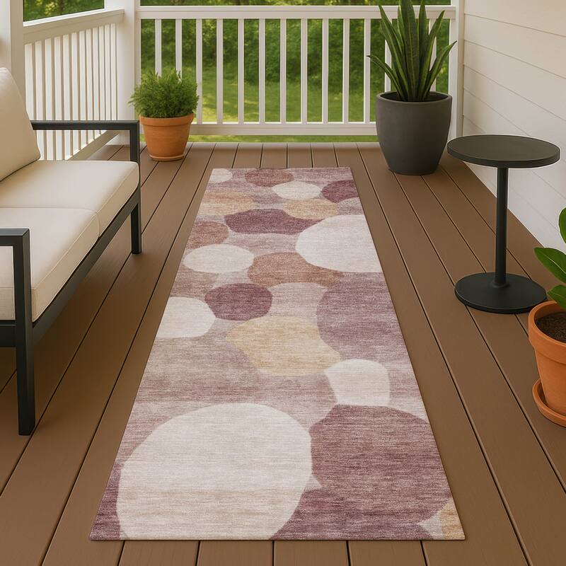 Machine Washable Indoor/ Outdoor Modern Circy Chantille Rug - Blush - 2'3" x 7'6"