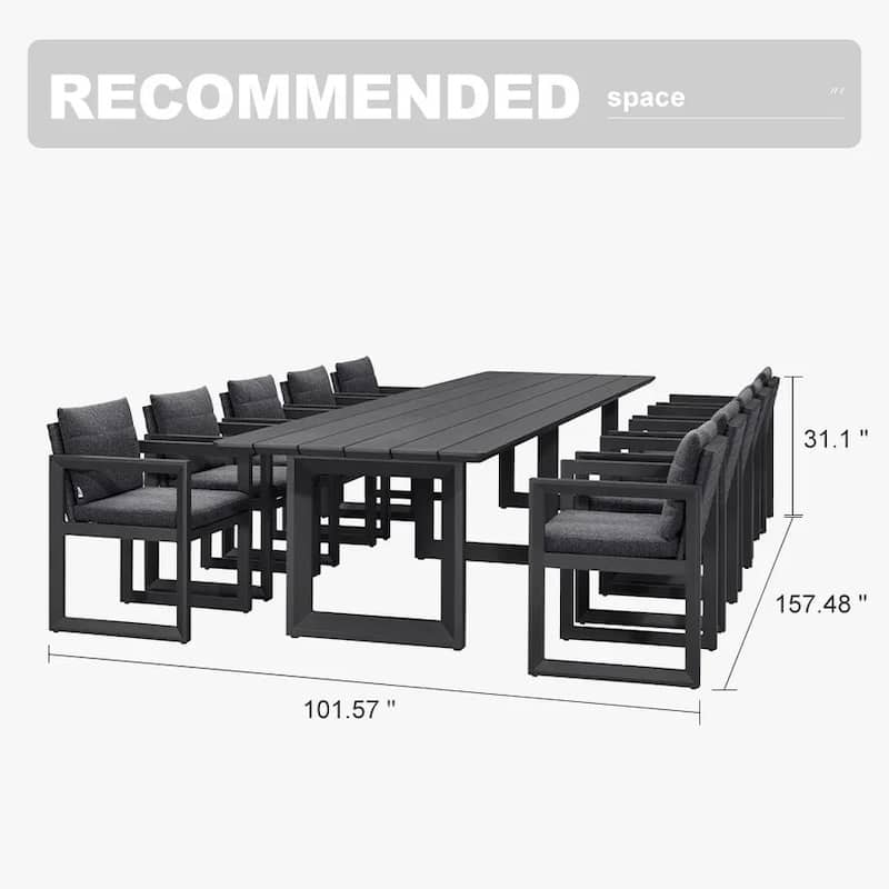 PURPLE LEAF Caesar Outdoor Dining Set Aluminum Luxury Patio Furniture with Olifen Removable Thick Cushion and Pillow-Grey - N/A