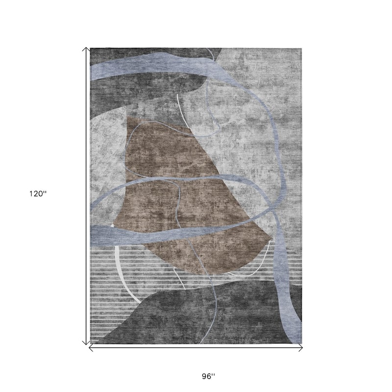 HomeRoots Abstract Transitional Rectangle Outdoor Rug