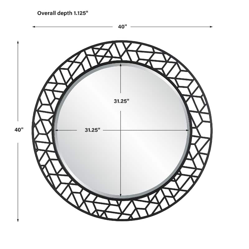 Mosaic Round Wall Mirror - 40" - Black