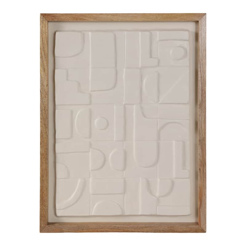 Paper Wood Framed Art Geo Modern Abstract Texture - 29x22" White