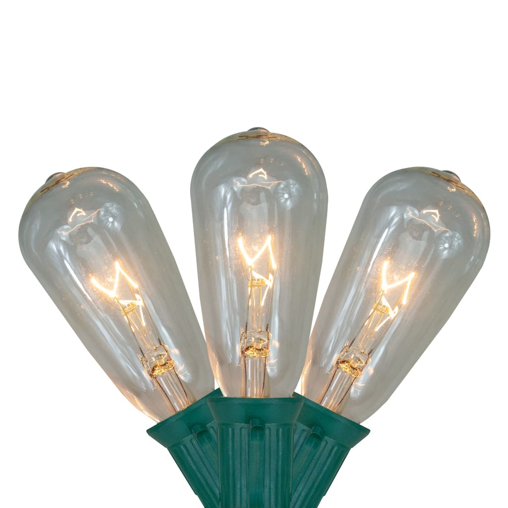 10-Count Clear Transparent Edison Patio Light Set 9ft Green Wire - 9'