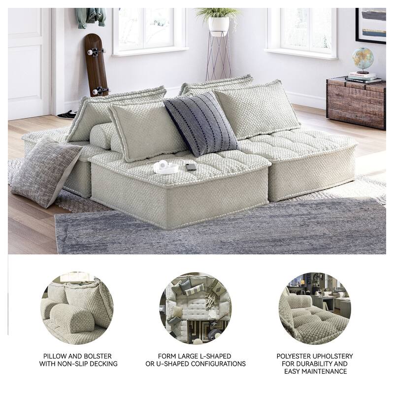 Signature Design by Ashley Bales Gray 4-Piece Modular Seating - 117" W x 78" D x 28" H