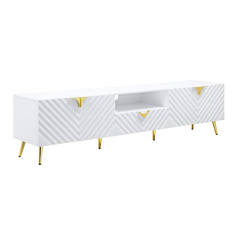 Gaines White High Gloss Finish TV Stand
