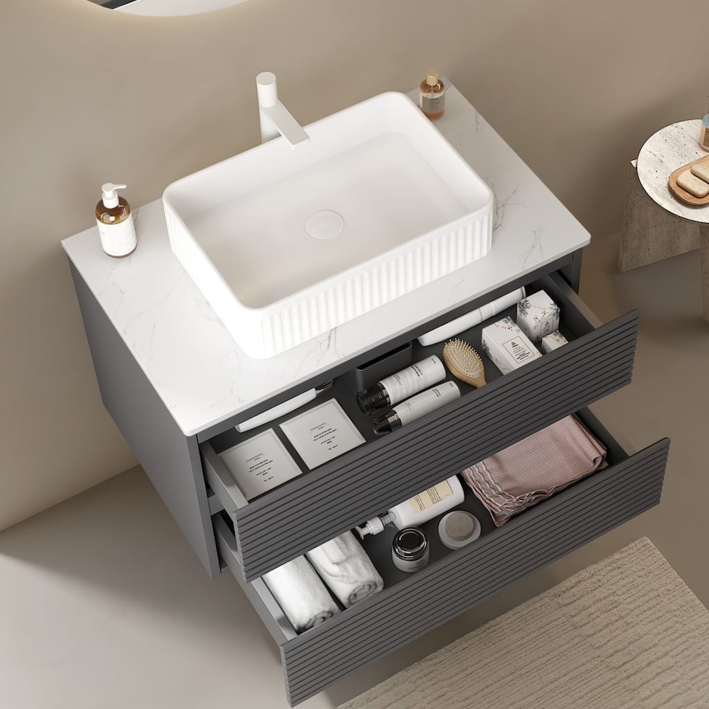 VEDO 30" Artificial Marble Counter Top-no Sink no Cabinet-Carrara White