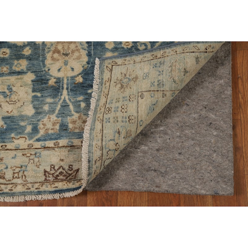 Hand Knotted Oriental 100% Wool Carpet Transitional All-Over Navy Blue & Blues Oushak Runner Rug - 11' 7'' X 3' 2''