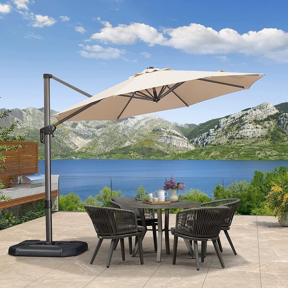 PURPLE LEAF 10 ft 360 Degree Rotation Patio Umbrella With Base