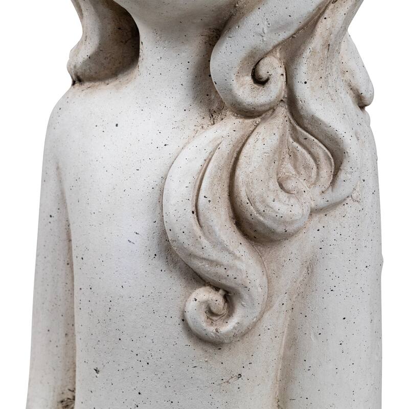 Lady Head with Flowers Outdoor Garden Planter - 16.5" - Beige