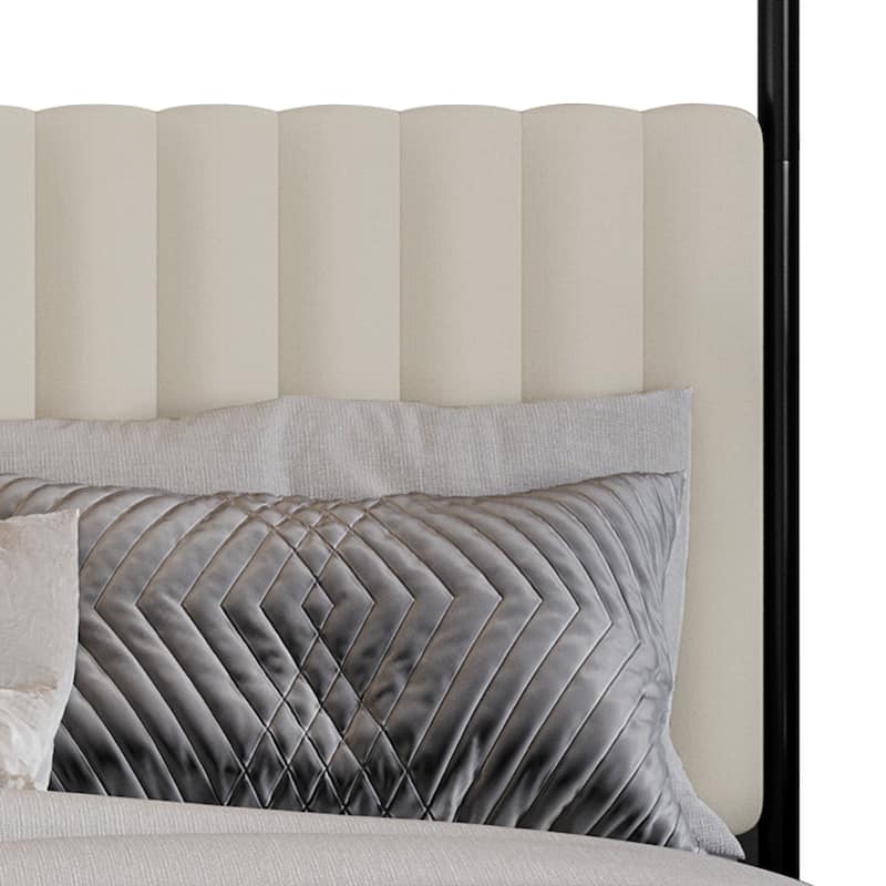 Clayfell Passaic Upholstered Metal Storage Canopy Bed