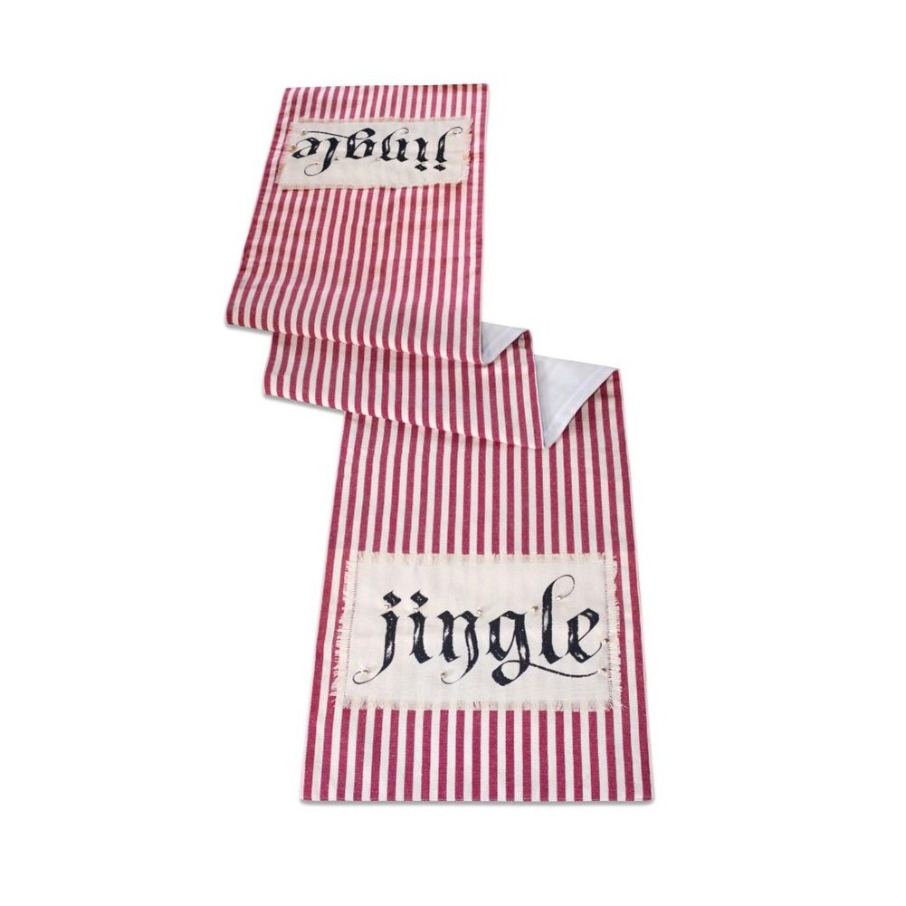 Set Of 4 Red And White Striped Jingle Printed Christmas Decorative Table Runners 6 Overstock 22465452
