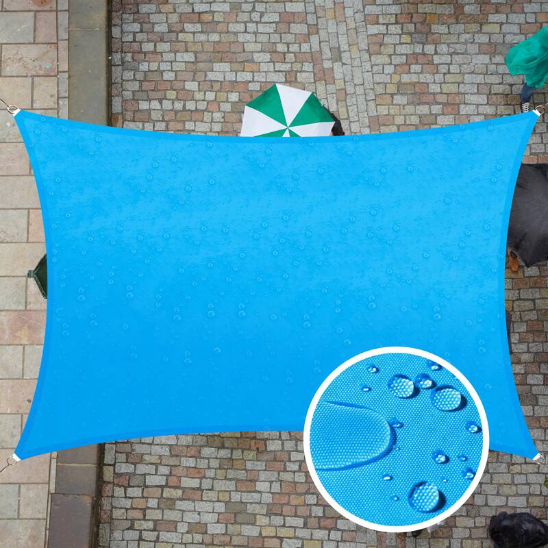 ColourTreeUSA Rectangle Waterproof Sun Shade Sail HDPE Mesh Fabric Screen Canopy UV Block 220 GSM - 7' x 12' - Blue