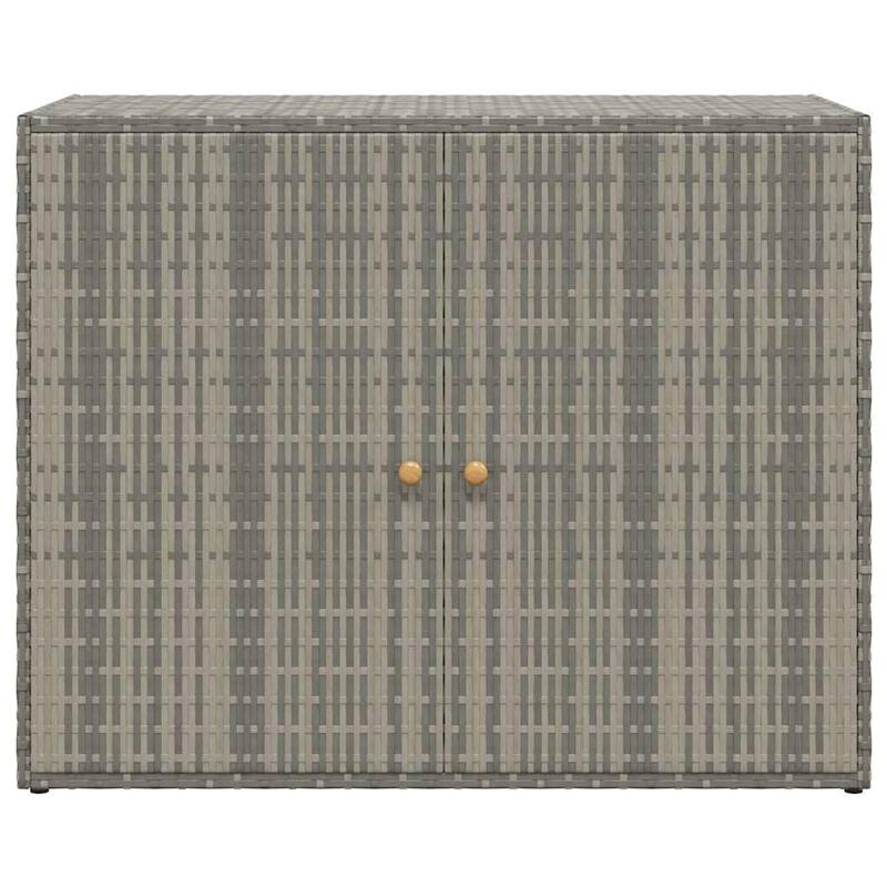 39 Inch Garden Storage Cabinet, 2 Doors, Gray Poly Rattan Body