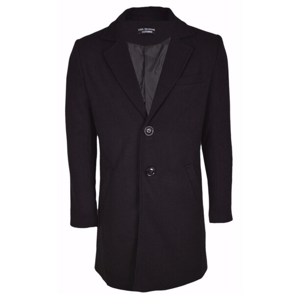 Men's Black Wool Blend Tailored VERY SLIM FIT Top Coat Jacket