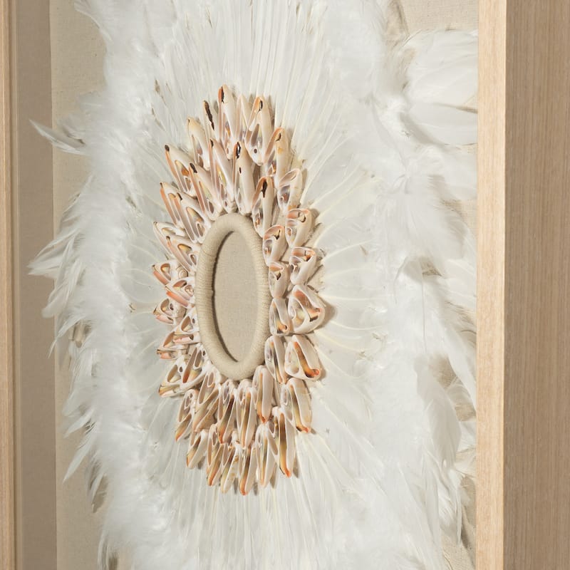 HUJI Feather & Shell Wreath Shadow Box Wall Decor