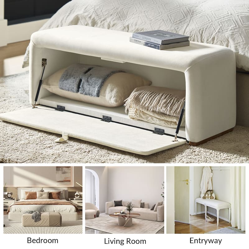 Gustavo Contemporary Storage Bench with Solid Wood Legs by HULALA HOME