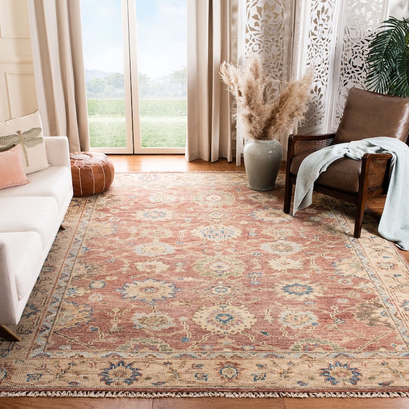 SAFAVIEH Handmade Samarkand Shanita Traditional Oriental Wool Rug - 8' x 10' - Red/Beige