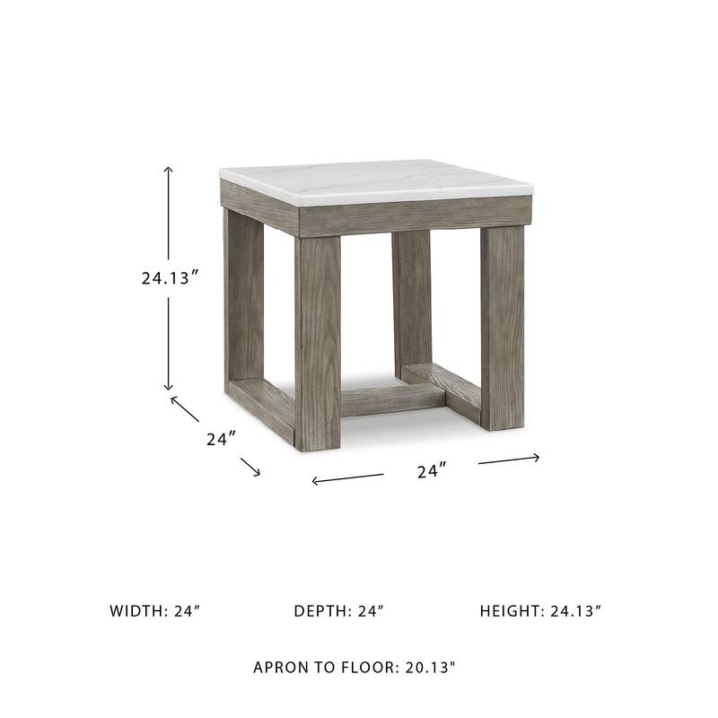 Signature Design by Ashley Loyaska Grayish Brown / Ivory Square End Table - 24"W x 24"D x 24"H