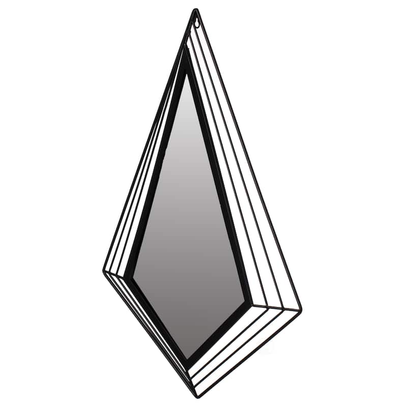 Uniquewise 27-Inch-Tall Decorative Tiered Diamond Shaped Black Metal Frame Wall Mounted Modern Mirror