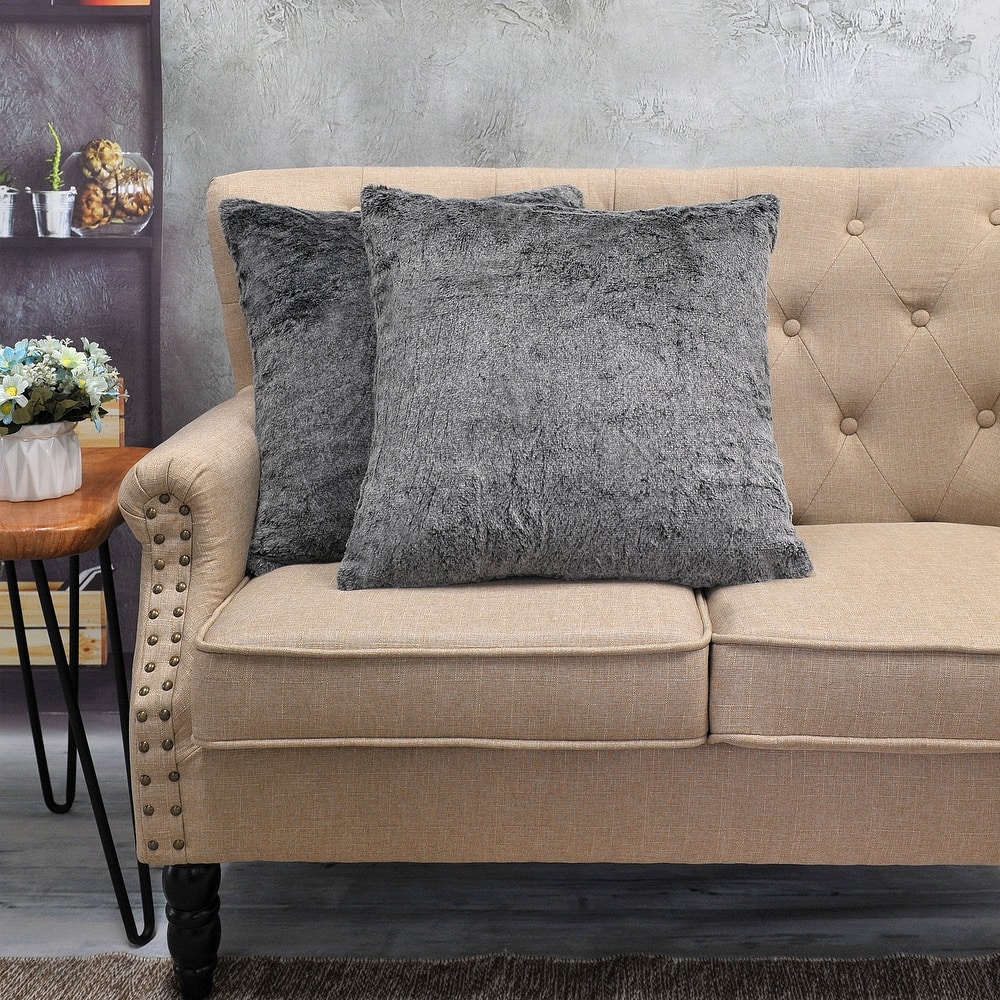 Tip Dyeing Light Fauxfur Square Pillow Covers set of 2, NO INSERT