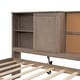 preview thumbnail 12 of 24, Twin Size Lounge Daybed with 3-Drawers，Kids Cork Board Bed Frame with USB Ports and 2 Built-in Storage Shelves, Antique Wood