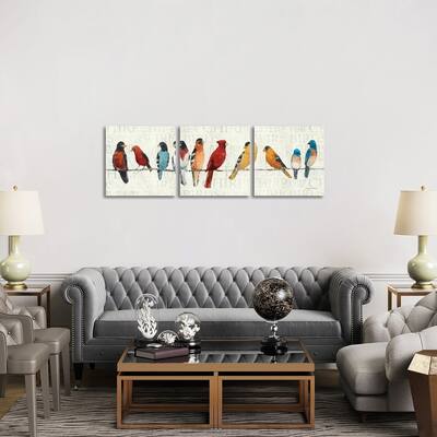 iCanvas "The Usual Suspects - Birds on a Wire" by Avery Tillmon 3-Piece Canvas Wall Art Set