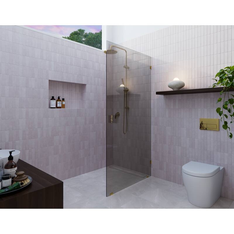 Ursa 36 in. x 78 in. Fully Frameless Glass Shower Panel - Single Fixed Panel with Gray Tint