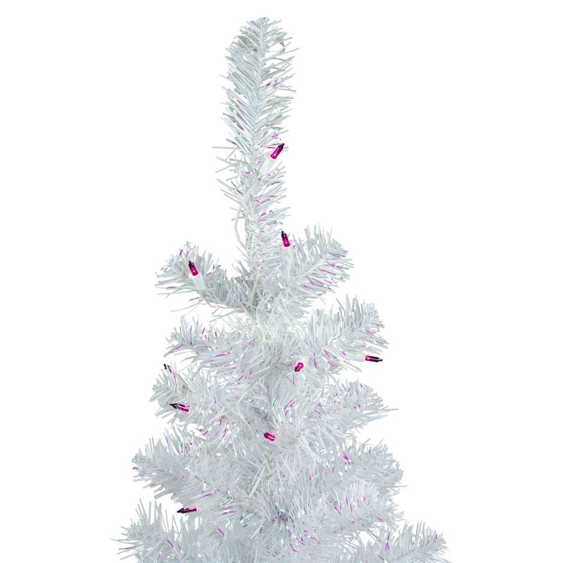 3' Rockport White Pine Artificial Christmas Tree, Purple Lights - 3 Foot