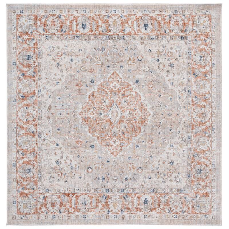 SAFAVIEH Scarlett Misja Transitional Rug - 6'7" Square - Beige/Ivory Rust