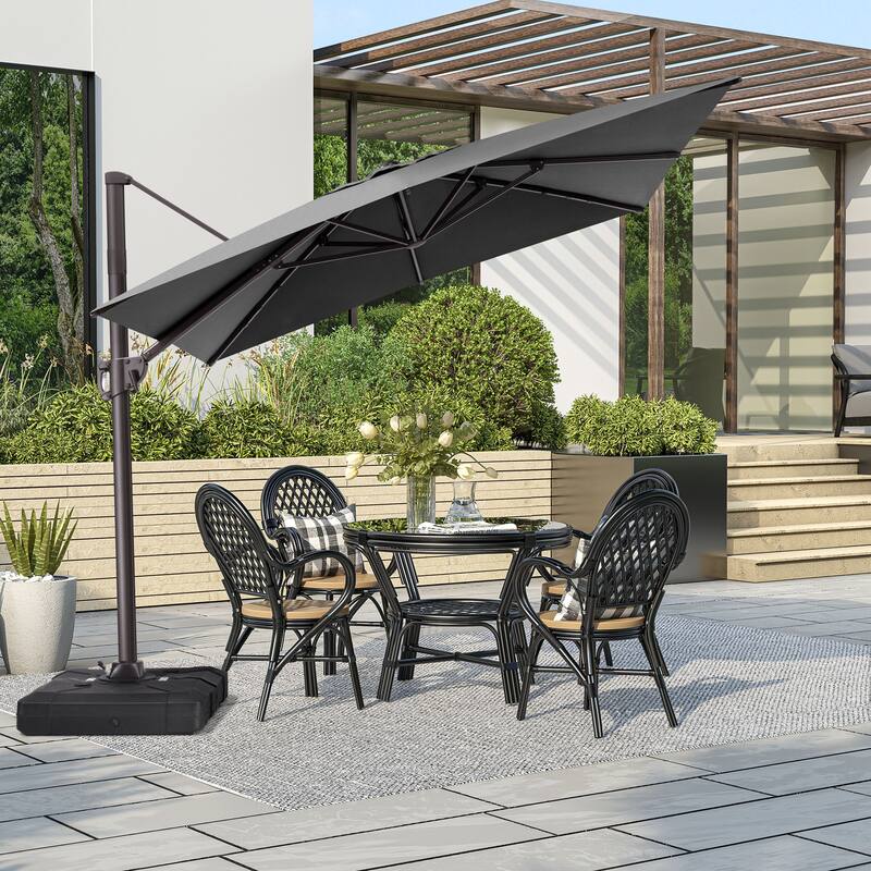 VredHom Outdoor Offset Cantilever Patio Umbrella without Base - Dark Grey