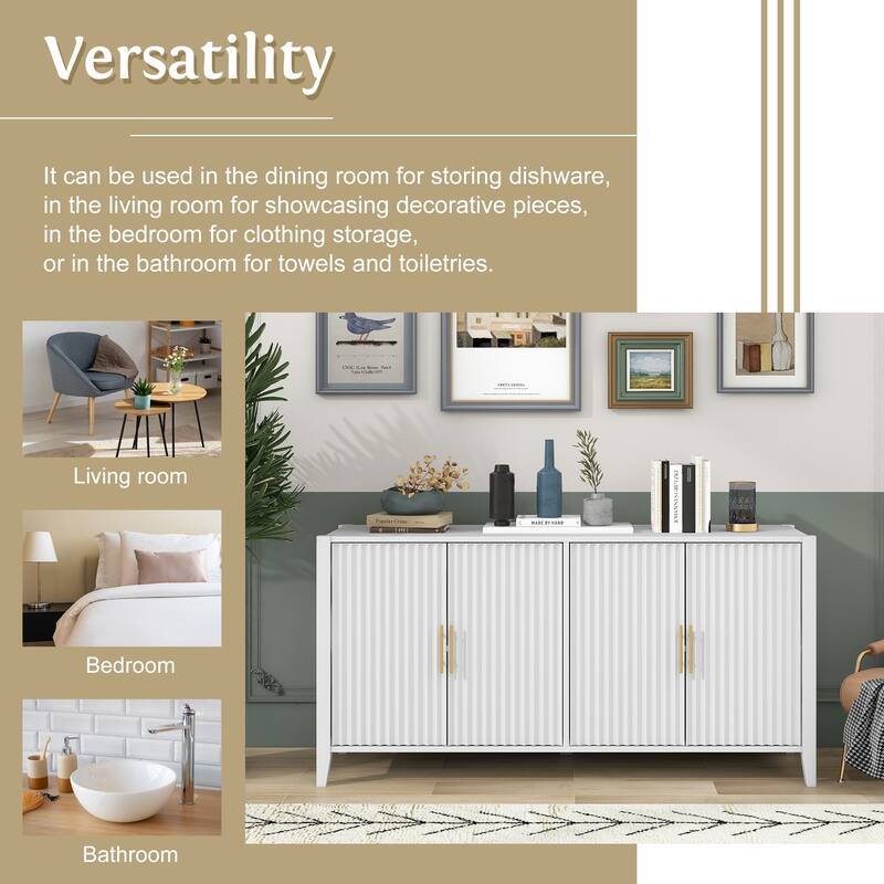 Accent Storage Cabinet Sideboard Wooden Cabinet with Metal Handles for Hallway, Entryway, Living Room