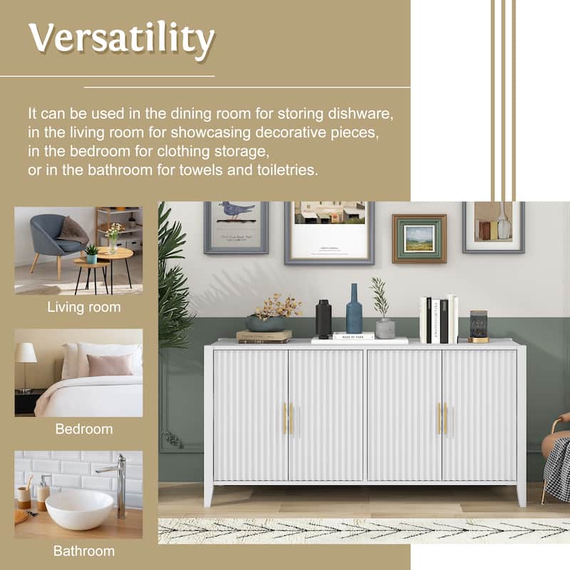 Classic Style Wooden Storage Cabinet - Timeless Design with Metal Handles.