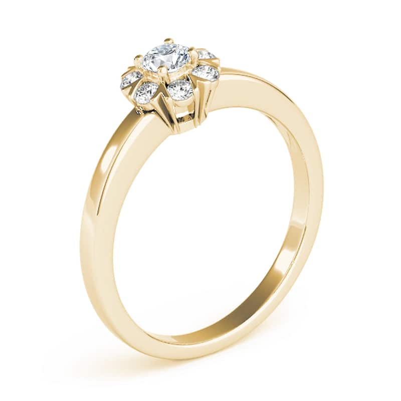 Auriya 14k Yellow Gold Lab Grown Round Diamond Halo Engagement Ring 0.50 to 5.00 ct. tw. (F-G VS)