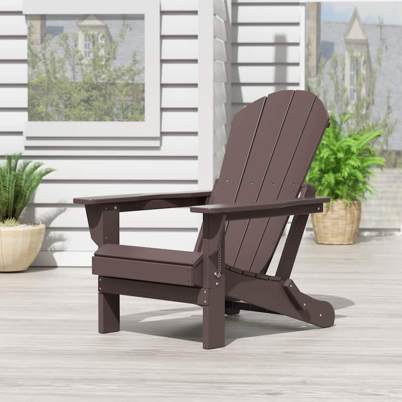 POLYTRENDS Laguna All Weather Poly Outdoor Adirondack Chair - Foldable - Dark Brown