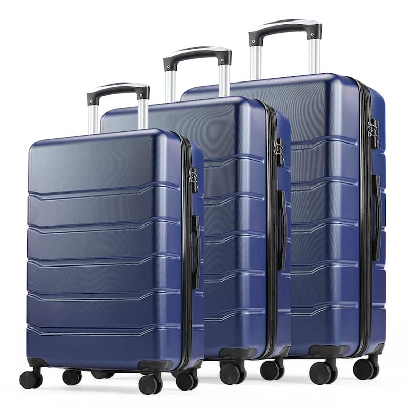 Hard Shell ABS, Double Spinner Wheels Lightweight Suitcase TSA Lock - Blue