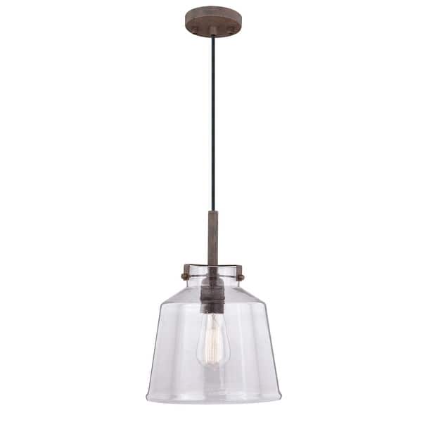 slide 2 of 8, Carbon Loft Visage Textured Rustic Bronze Pendant - 10-in W x 14-in H x 10-in D