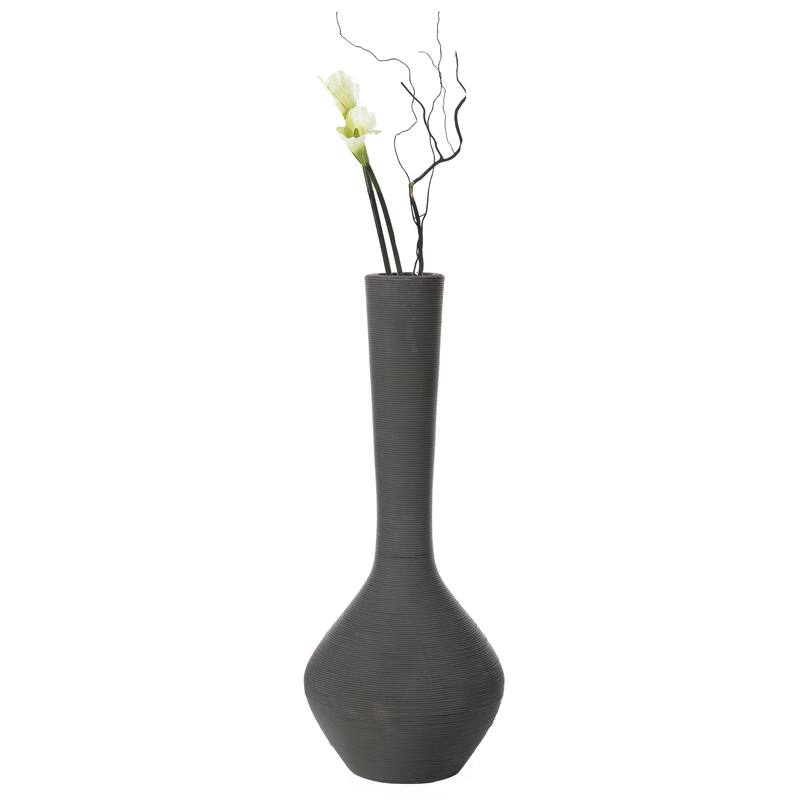 Tall Floor Vase, Modern Charcoal Grey Extra Large Floor Vase, 38-inch Trumpet Style Plastic Rope Vase - Brown