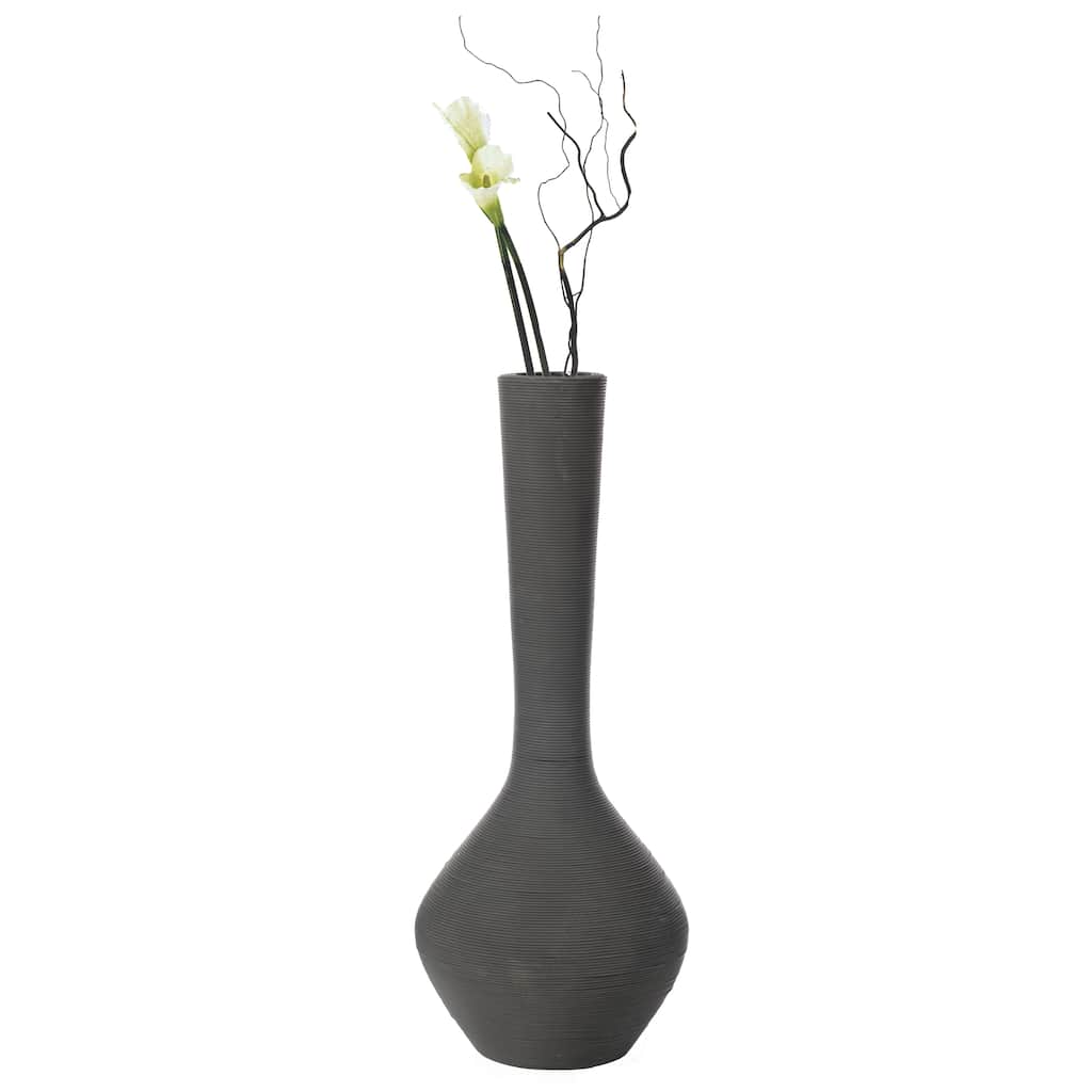 Tall Floor Vase, Modern Charcoal Grey Extra Large Floor Vase, 38-inch Trumpet Style Plastic Rope Vase
