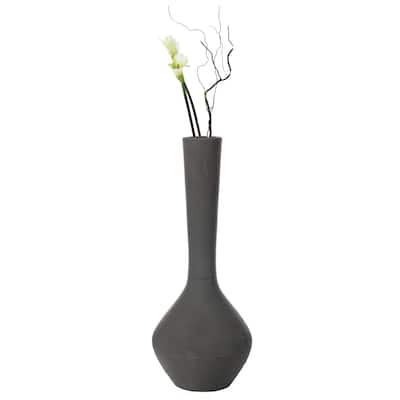 Tall Floor Vase, Modern Charcoal Grey Extra Large Floor Vase, 38-inch Trumpet Style Bamboo Rope Vase