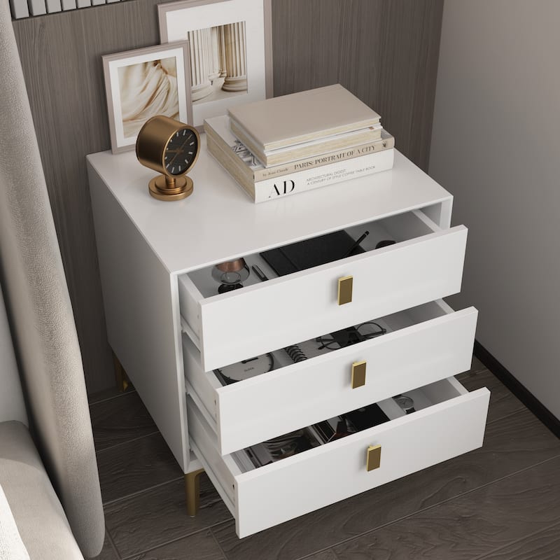 Kerrogee Black/White Bevelled Three-Drawer Bedside Table