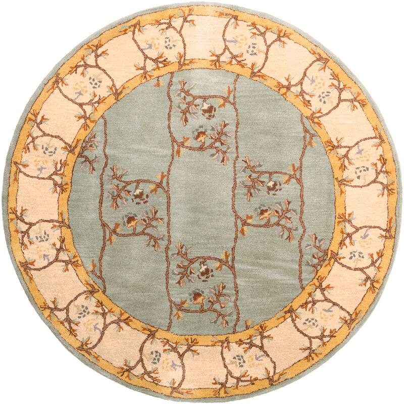 Livabliss Transitional Caesar Border Area Rug - 6' x 6' Round - Green/Beige