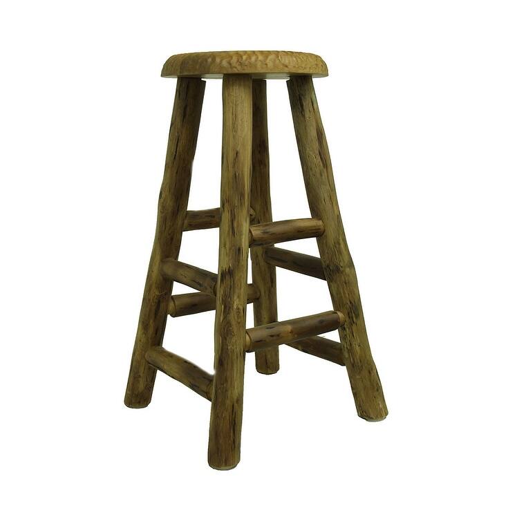 Rustic Handcrafted Wooden Carved Deer Bar Stool 30 In. - 30.5 X 16.5 X 16.5 inches