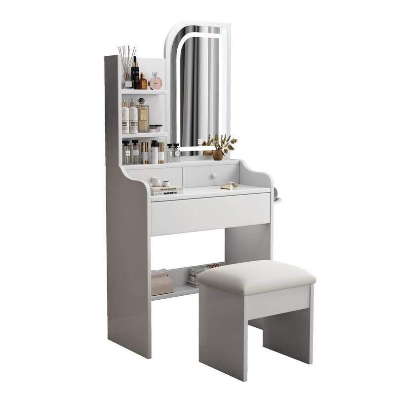 Vanity Dresser with Mirror and Stool Set Storage Drawers Luxury Furniture