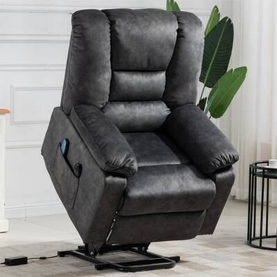 Enhanced Gray Soft and Big Multifunctional Power Lift Recliner Sofa Chair (Up to 330lbs) with Massage,Heating
