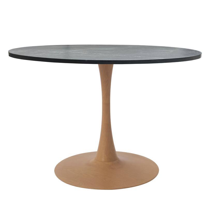Bristol 36" Round Dining Table - MDF Wood Top with Natural Wood Steel Pedestal Base - Modern Kitchen & Dining Room Table