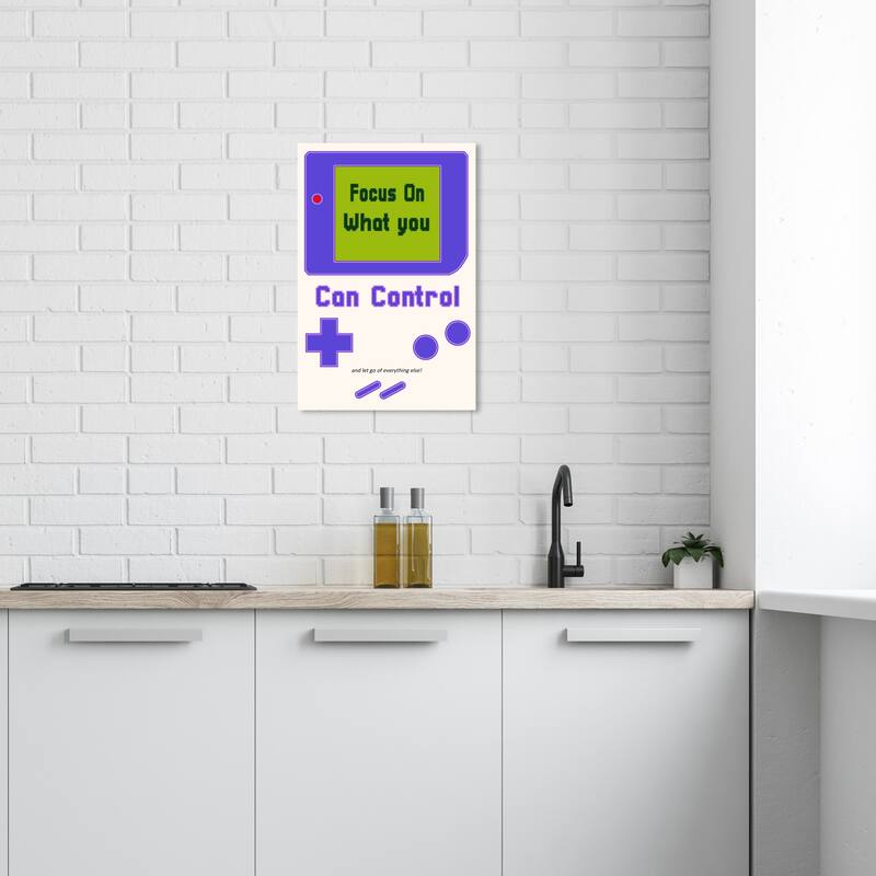 Wynwood Studio Canvas Typography and Quotes Handheld Control Purple and Vanilla Modern & Contemporary Wall Art Canvas Print - 24 x 16