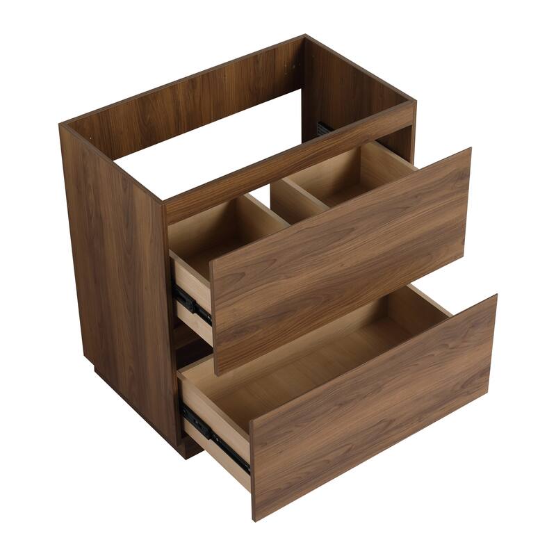 Modern 24" Bathroom Vanity with Double Drawers, Freestanding Cabinet in Oak, Easy Assembly
