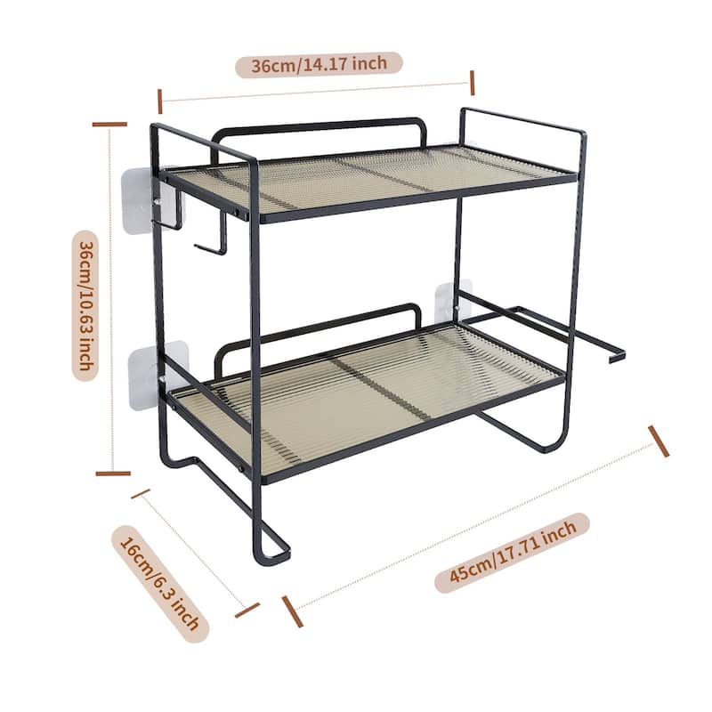 Over The Toilet Storage Shelf, 2-Tier Large Capacity Bathroom Storage Organizer With Paper Holder And 2 Hooks