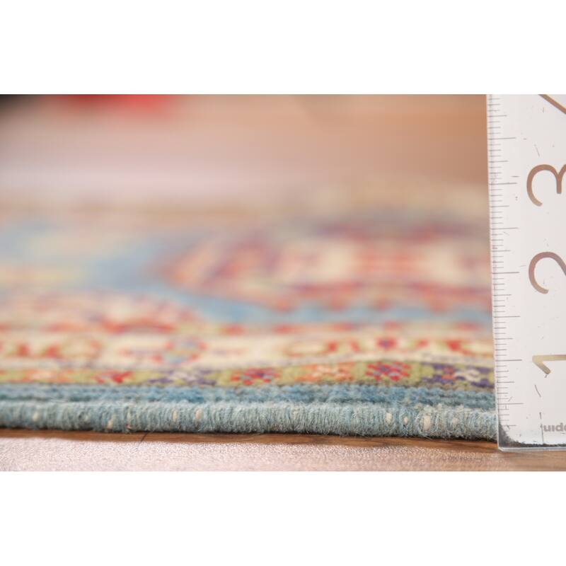 Light Blue Kazak Foyer Rug Hand-Knotted Wool Carpet - 2'0" x 3'0"