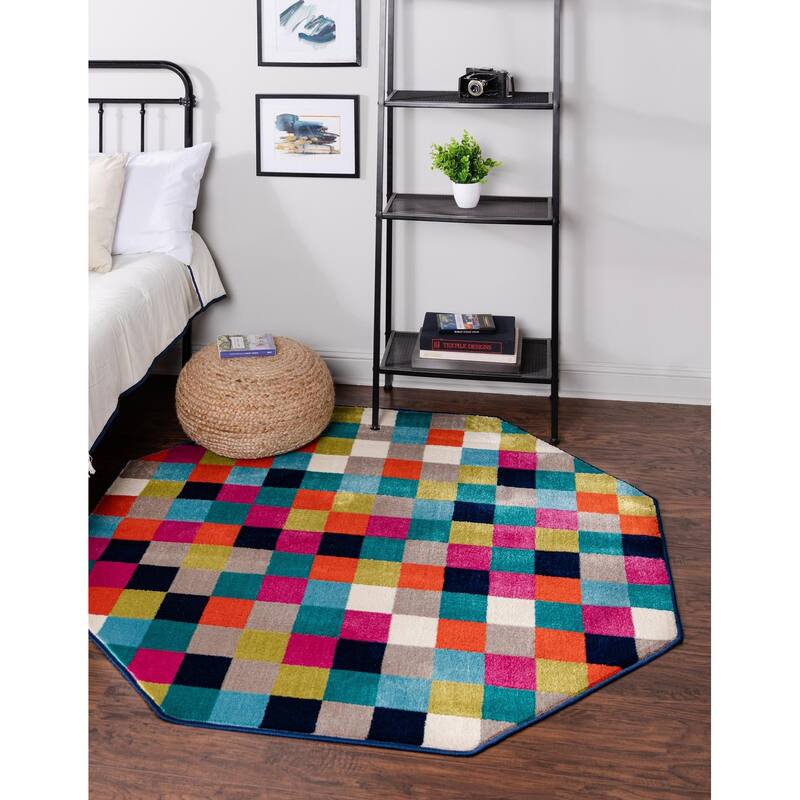 Contemporary Chorisia Collection Area Rug - 5'3"x5'3" Octagon - Multi