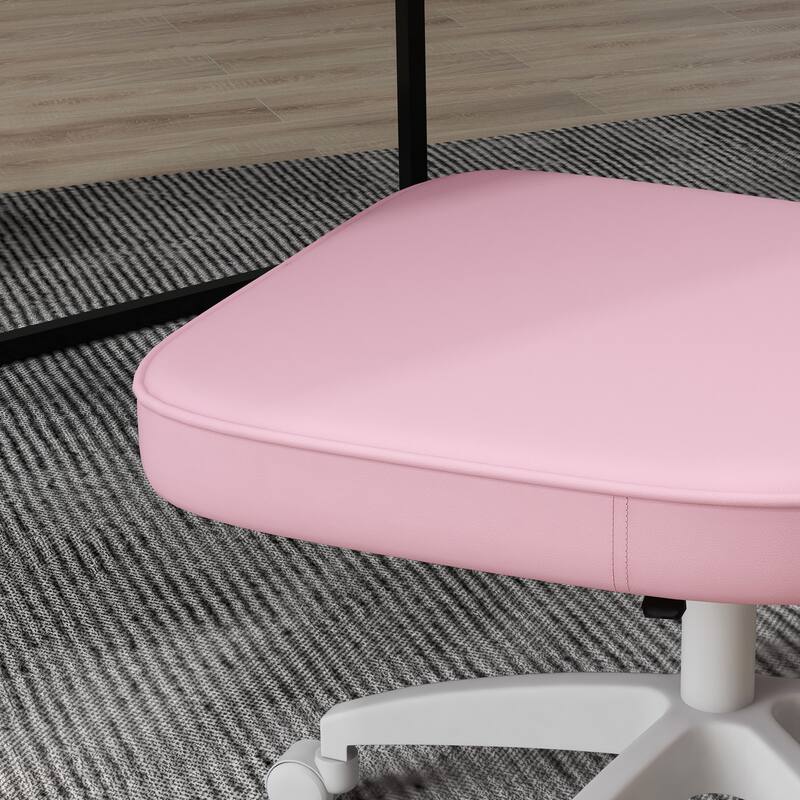 Vinsetto Armless Office Chair, PU Leather Computer Desk Chair with Adjustable Height
